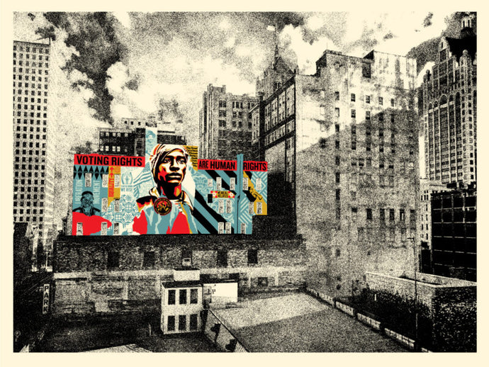 Shepard Fairey ( Obey ) - Voting Rights are Human Rights MKE Mural - Edition Of 550