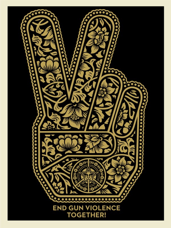 Shepard Fairey ( Obey ) - End Gun Violence Together Peace Fingers - Edition of 550
